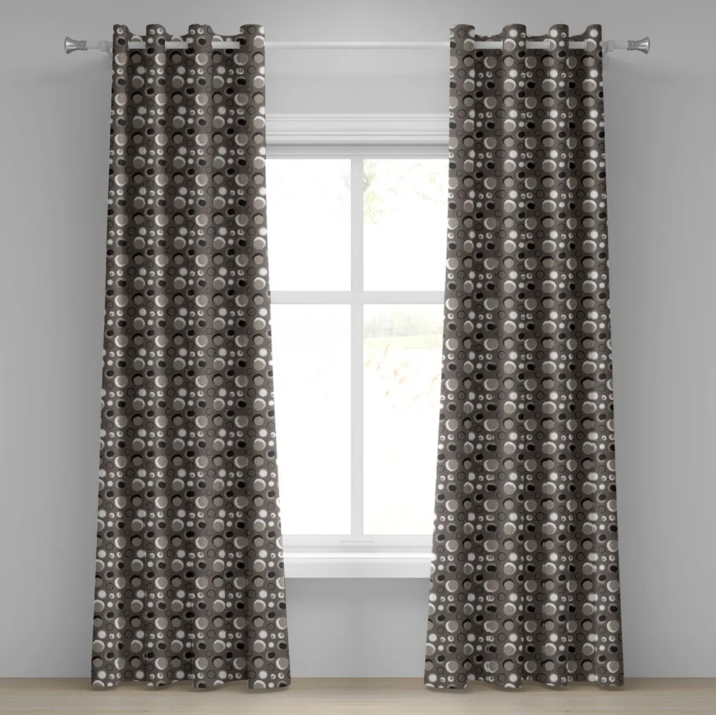 Paire de rideaux de salon modernes motifs pois et cercles 280x245 cm