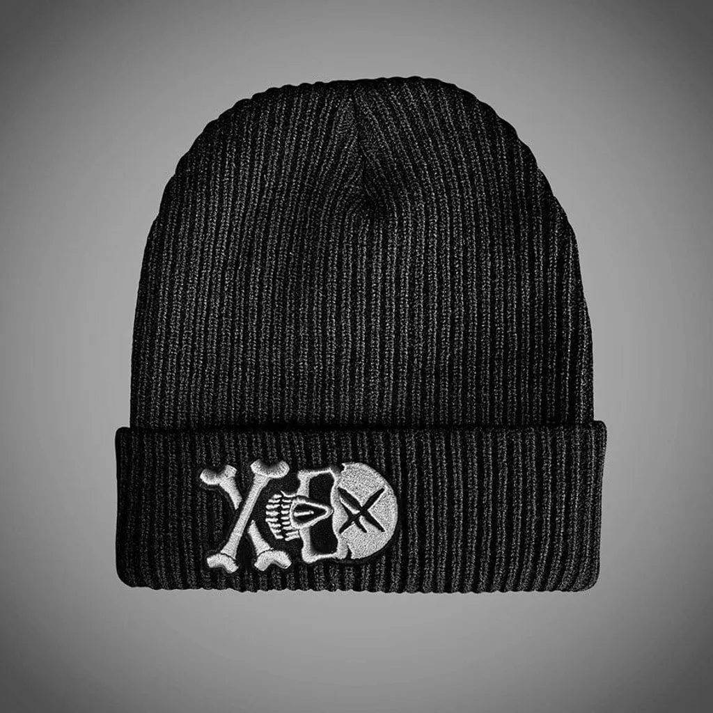 Hyraw Beanie Teschio Nero - Cappello Streetwear Black Skull 3D