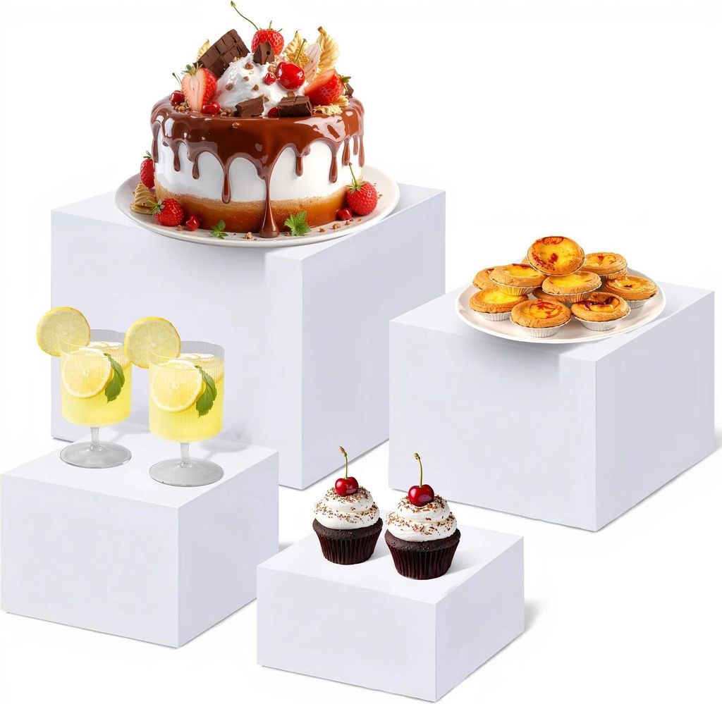 Acryl-Podeste für Torten - 4er-Set Display-Ständer - Stapelbar - Für Desserttisch & Buffet - Hochzeit & Verlobung - Saphirblau
