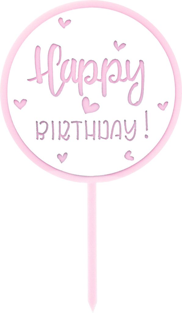 Oblique Unique Torten Topper Kuchen Muffin Cupcake Aufsatz Happy Birthday Kinder Geburtstag Jubliäum Deko - rosa