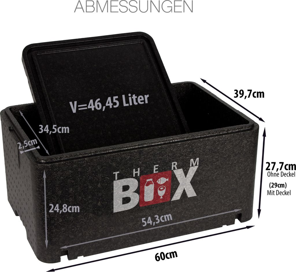 THERM BOX Styroporbox Groß GN 1/1 Innen: 54x34,5x24cm Produktbild 