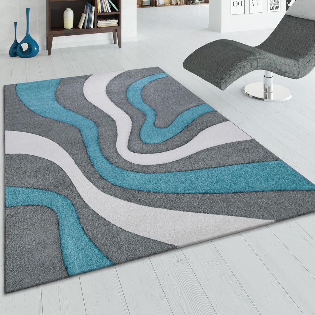 Designer Teppich Modern Abstrakt Wellen Optik Produktbild 