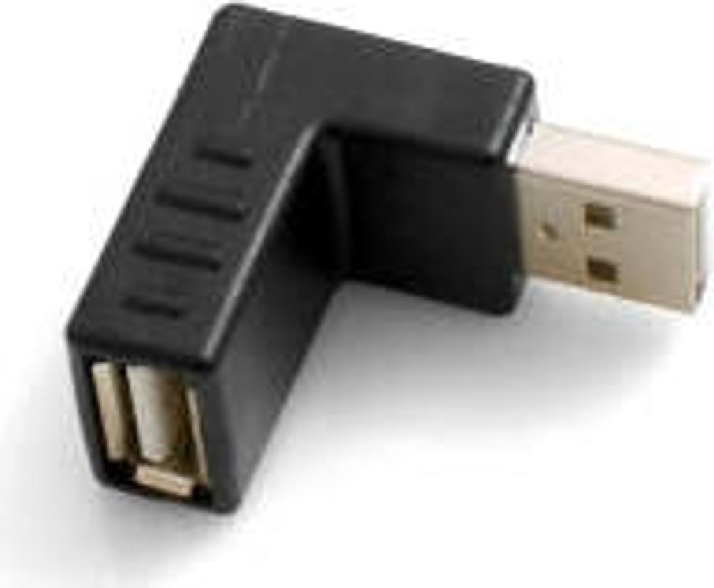 SYSTEM-S USB Typ A Eingang auf USB Typ A Stecker 90° Abwärtswinkel links gewinkelt Adapterkabel Adapterstecker Adapter