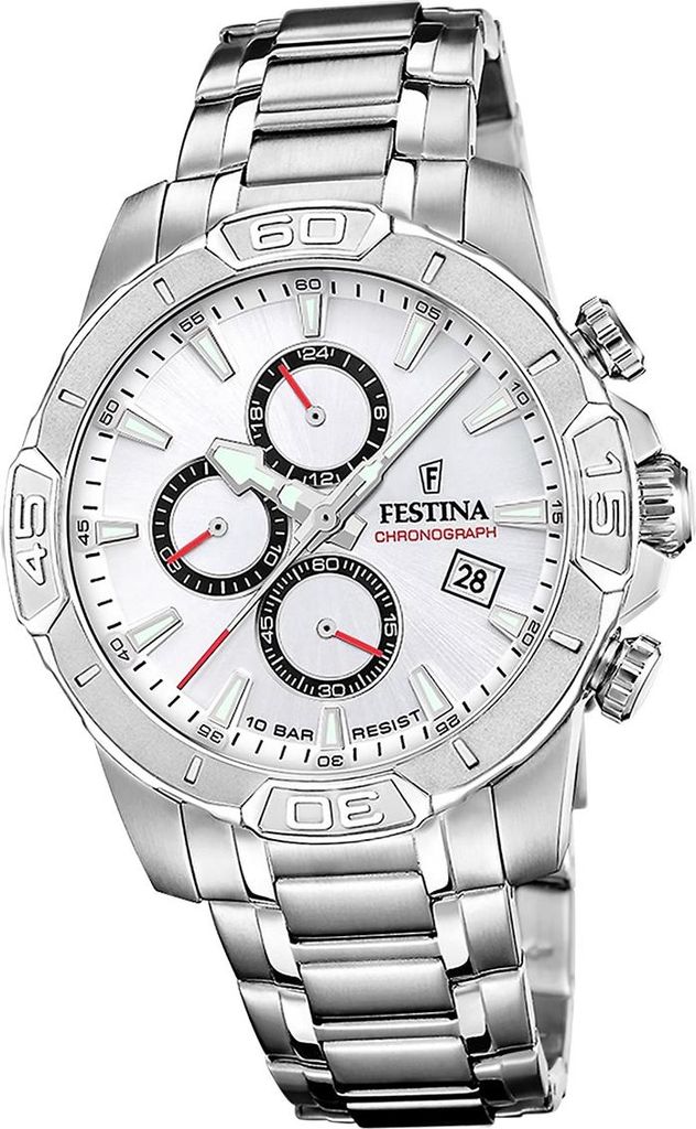 Festina Herrenuhr Timeless Chronograph Armbanduhr Edelstahl silber D2UF20704/1