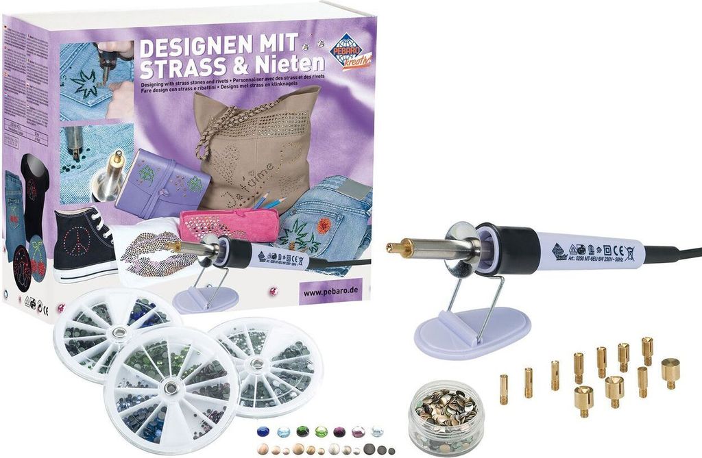 PEBARO Strass Applikator Set mit Steinen in 2 3 4 5 mm für Produktbild 