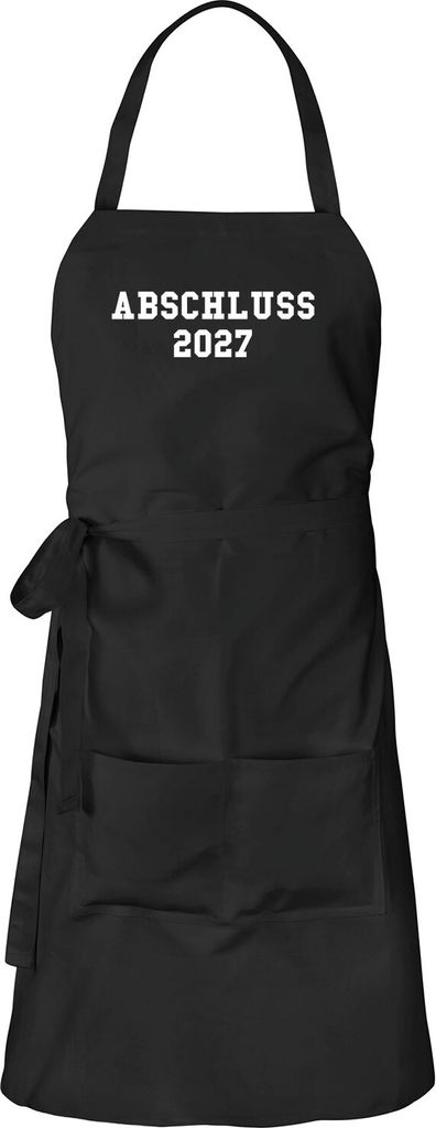Huuraa Schürze Abschluss 2027 Schulabschluss Schwarz mit Taschen Baumwolle Kochschürze Geschenkidee