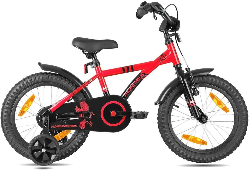 sportliches Kinderfahrrad 16 Zoll ab 4-5 Jahre mit Stützräder in Rot/Schwarz