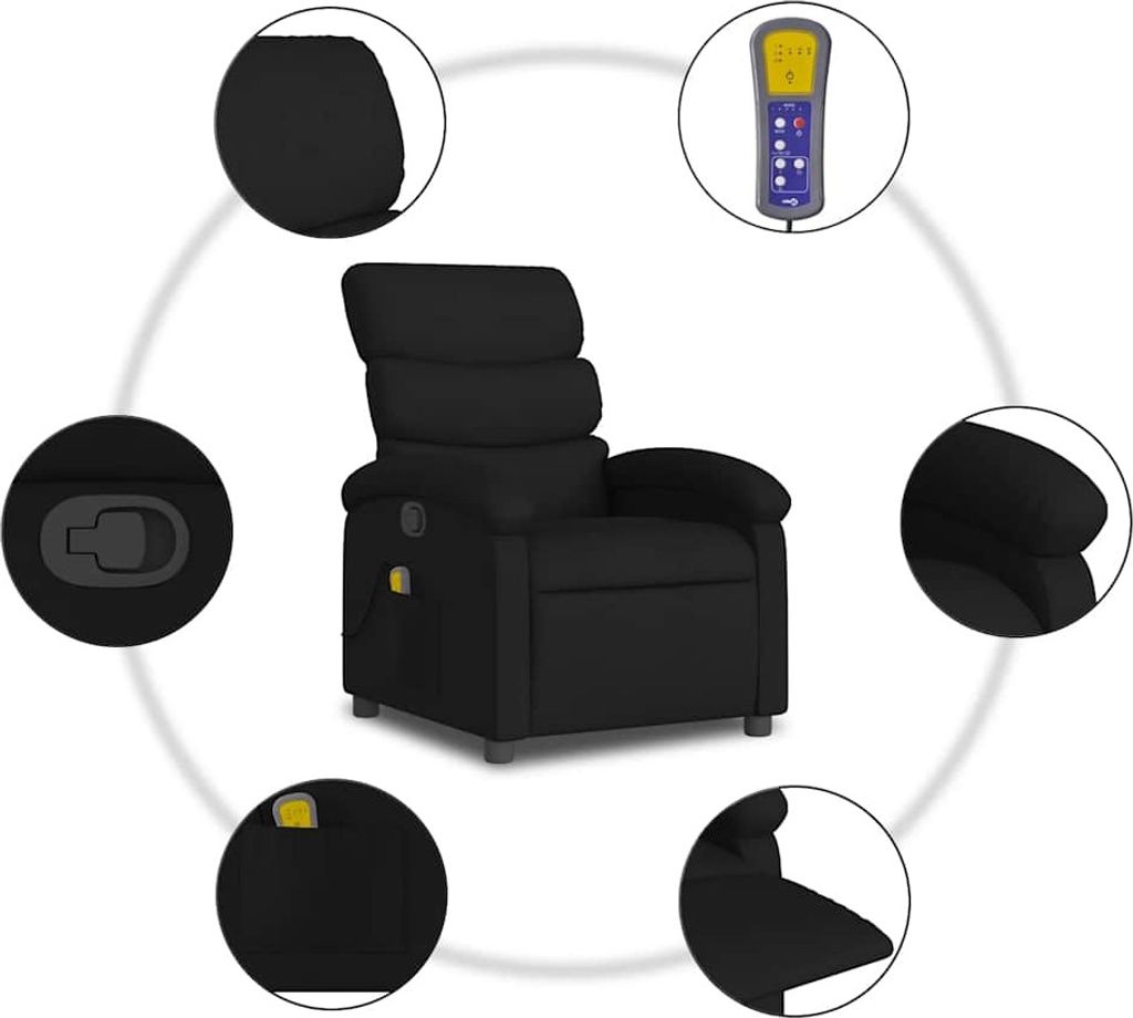 masážní křeslo vidaXL Black Fabric Obrázek produktu 3