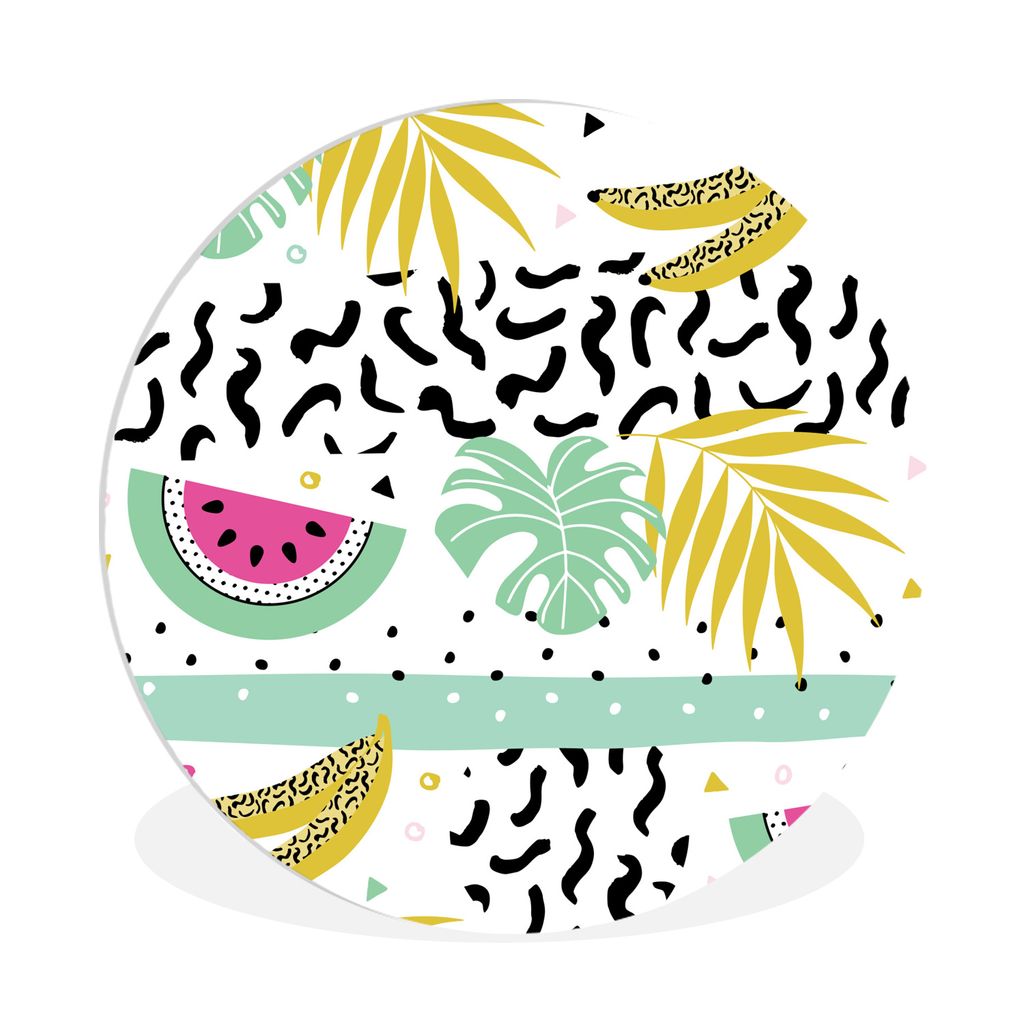 MuchoWow Rundes Wandbild - Runde Bilder Sommer - Obst - Muster Ø 90 cm Kreis Wanddekoration Kunststoff - Wandkreis - Wandschmuck - Wand-Kreis - ...