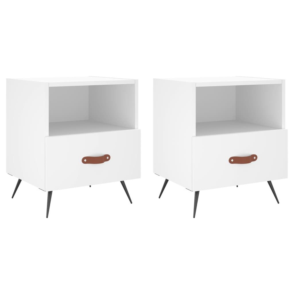 Nachttische 2 Stk. Weiß 40x35x47,5 cm Holzwerkstoff Produktbild 