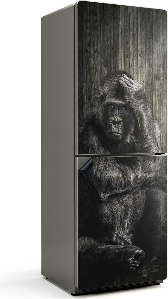 Gorilla in Gedanken – Magnetische Kühlschrank Abdeckung – Dekorfolie magnetisch Küche – Kühlschrank Magnet Deko – selbstklebende Magnett...