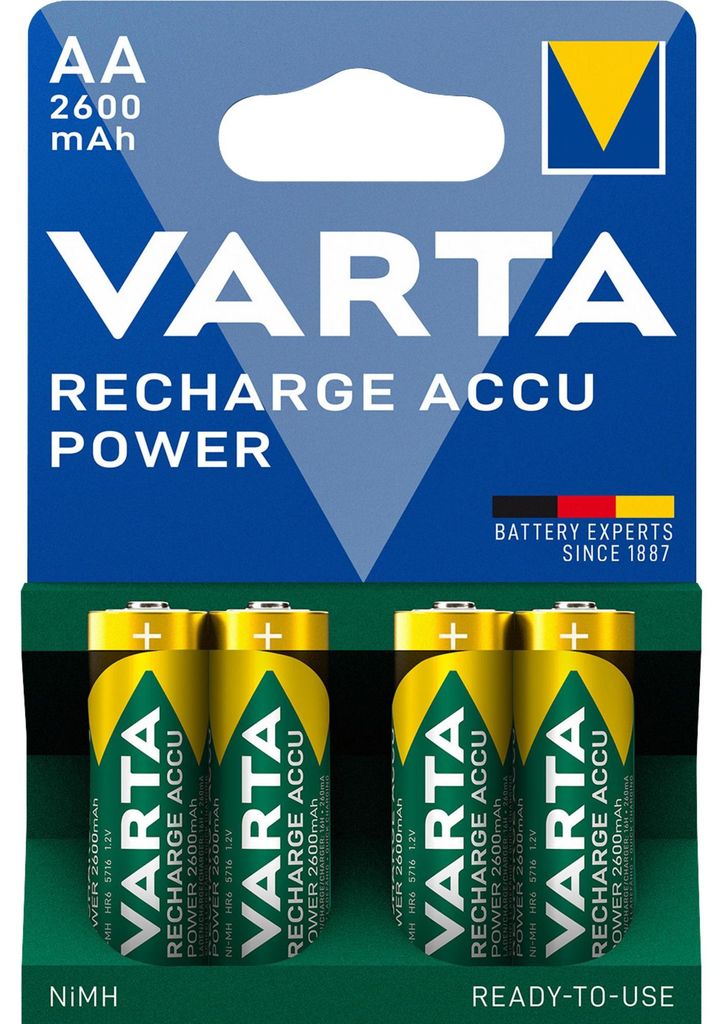 VARTA RECHARGE AKKU Power AA, 4er Blister Akku (5716, Produktbild 