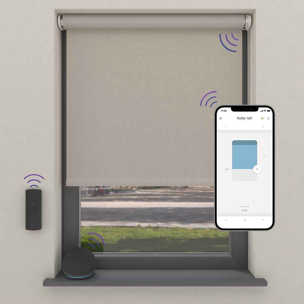 Cocoon Home Elektrisches Rollo 110x190 - Verdunkelnd - Smart - Samt Hellgrau