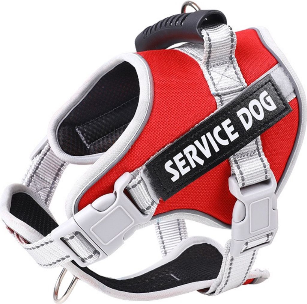 Hundegeschirr Rot Grau Schwarz Premium M