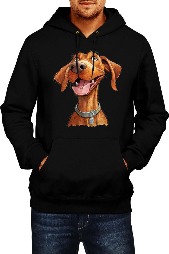 Herren Kapuzenpullover Funny Dogs Breeds Vizsla Dog Breed, Man 2XL / Schwarz