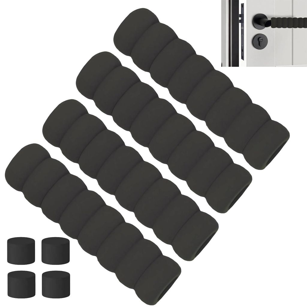 4-teiliges Set Türgriffschoner, Silikon-Türgriffschoner, antistatische Wandschoner, elastische Türgriffabdeckungen für Innentüren und Wände (...