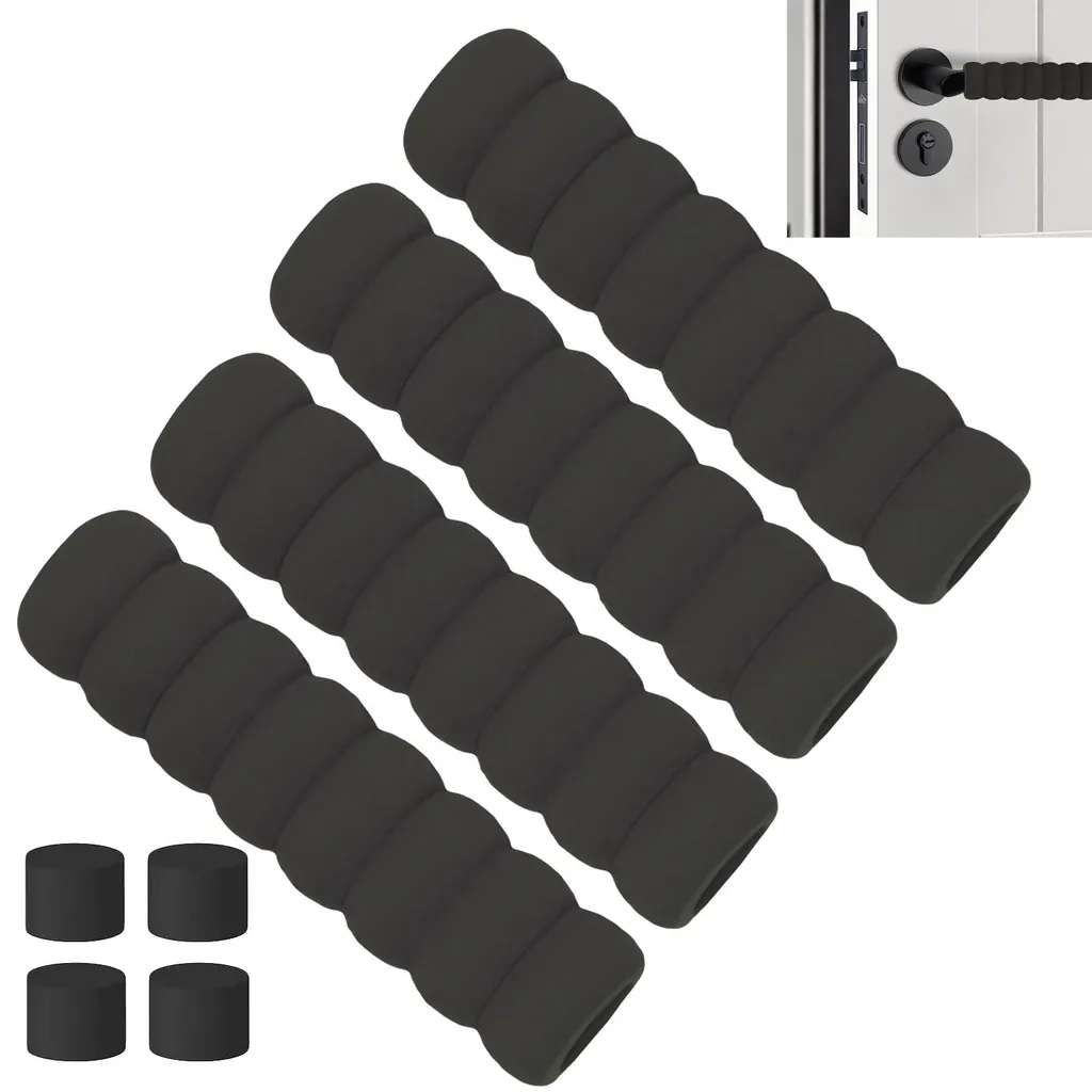Lot de 4 Protège-poignées de Porte en Silicone Noir Antistatique