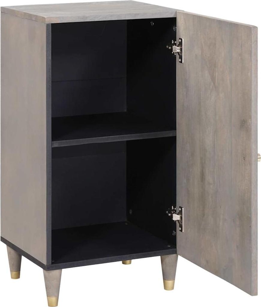 vidaXL Sideboard Grau und Gold 40 x 33 x 75 cm Massivholz Mango