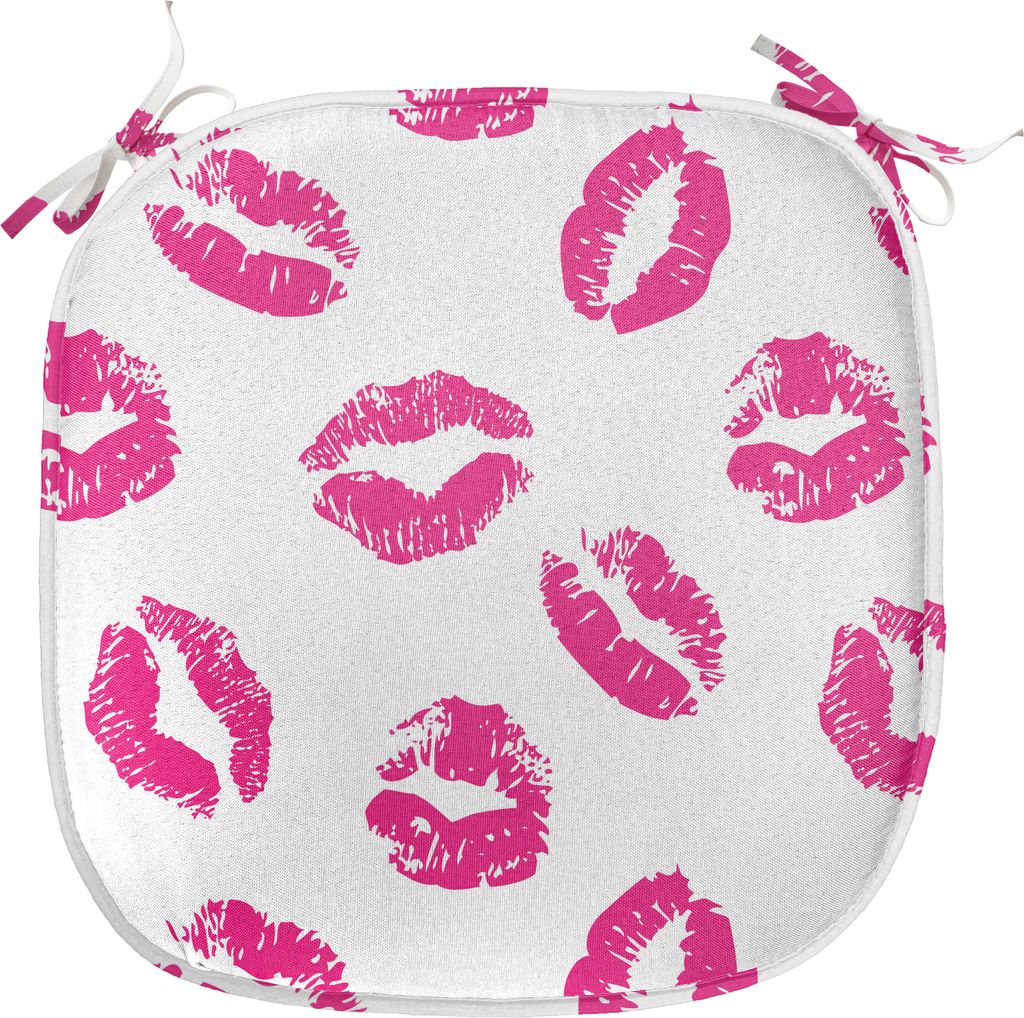 ABAKUHAUS Kuss Polster für Esszimmerstühle, Vibrierende farbige Lippenstift, Dekoratives wasserfestes Kissen mit Riemen für Küchensitze, 40 cm ...