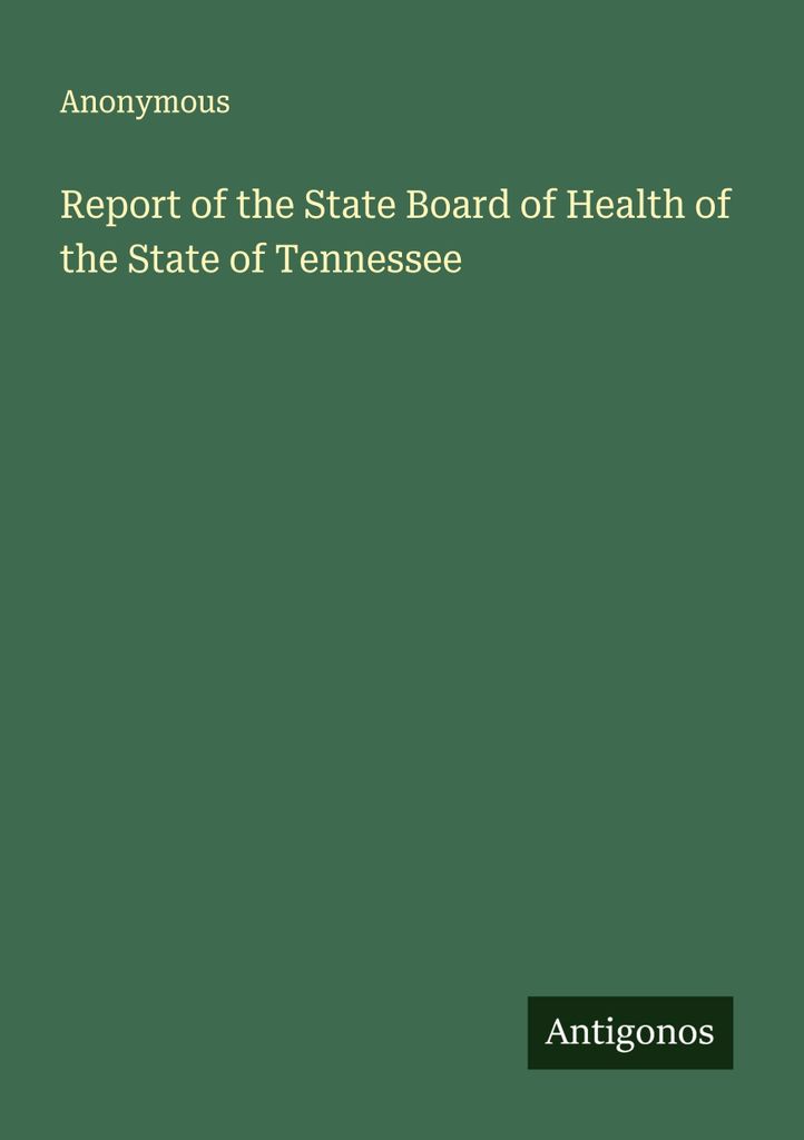 Bericht der Gesundheitsbehörde des Bundesstaates Tennessee