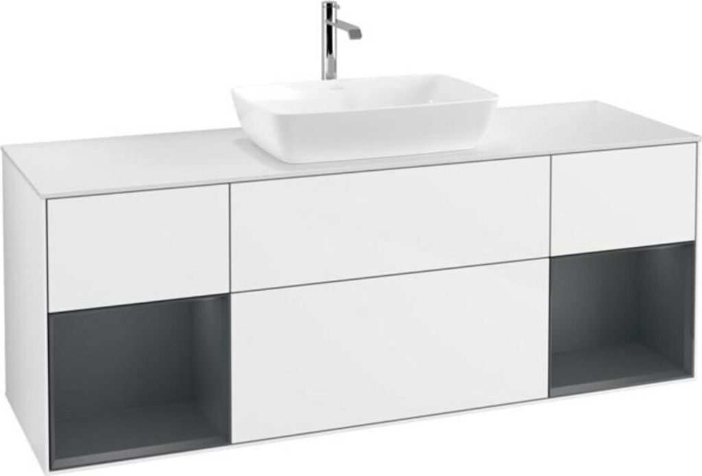 V&B Waschtischunterschrank Finion 160cm, Pl w m, Reg md m Lac, glo wh. Lac