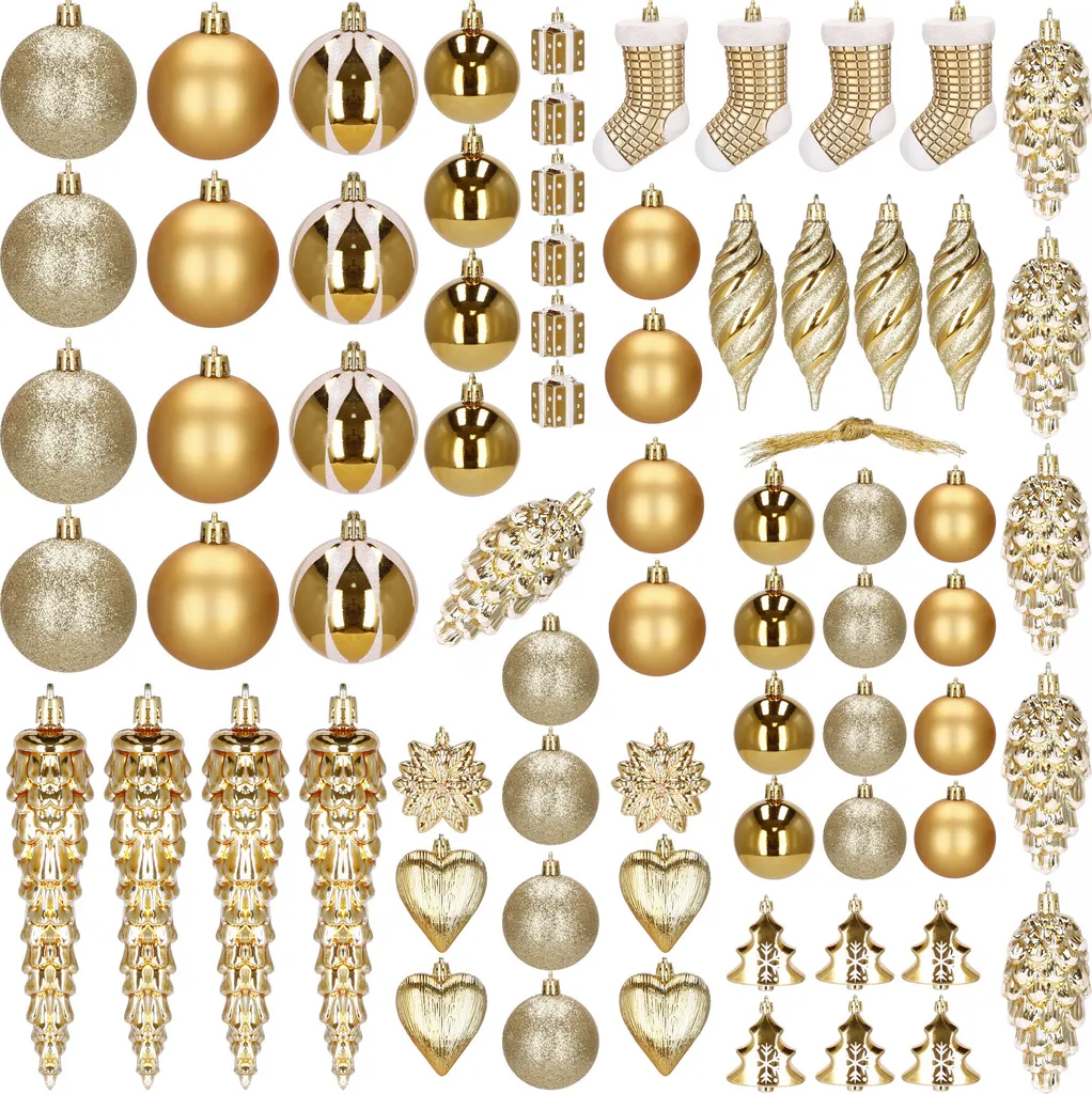 Assortiment de Boules de Noël incassables 72 unités en tailles mixtes