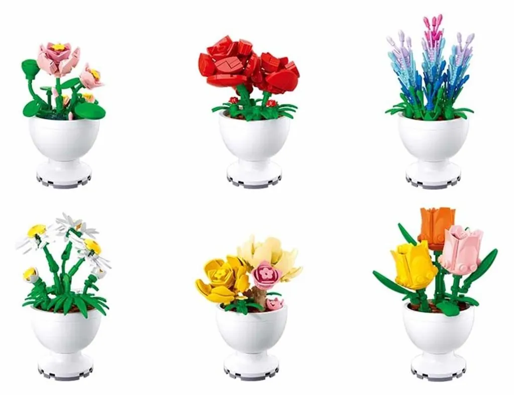 Jeu de Construction Fleurs de Printemps Sluban avec Présentoirs x6