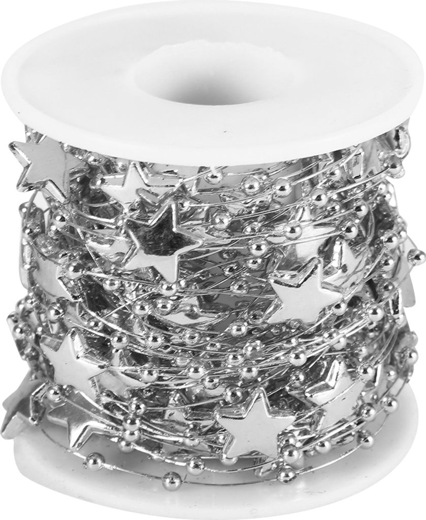 10 Meter Perlenkette, ABS galvanisierte Sternenkette, Dekorationskette für DIY, Hochzeitsdekoration, Silber