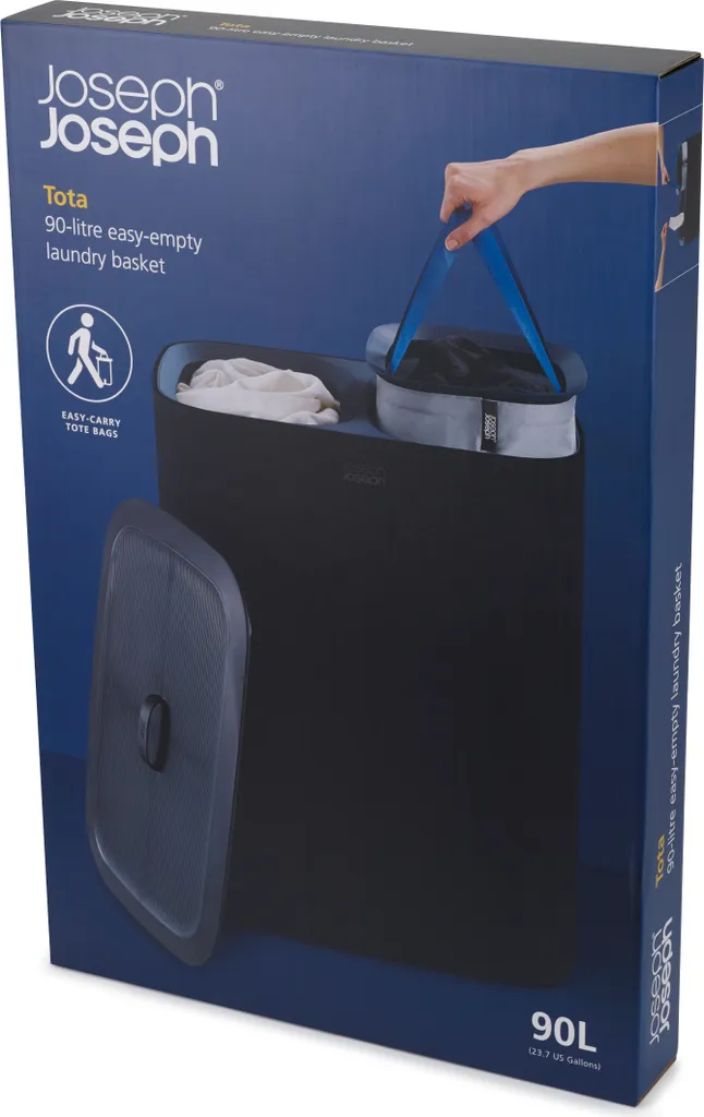Panier à Linge Double Compartiment 90 Litres Tota Joseph Joseph Noir