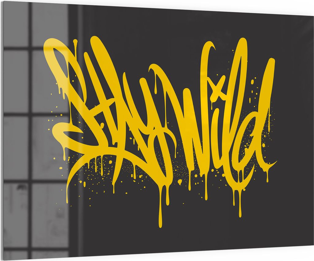 DEQORI Magnettafel Glas 120x90 cm 'Wilde Straßenkunst' beschreibbar Whiteboard Küche