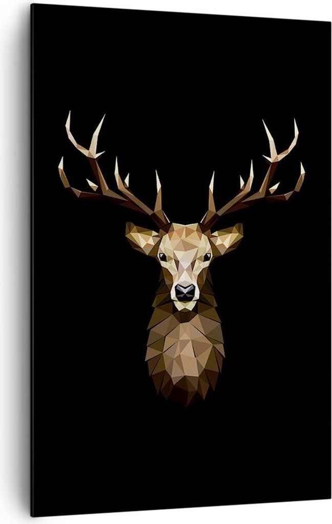 Bild auf Leinwand - Leinwandbild - Einteilig - Geometrisch Hirsch Modern - 80x120cm - Wand Bild - Wanddeko - Wandbilder - Leinwanddruck - Wanddekor...