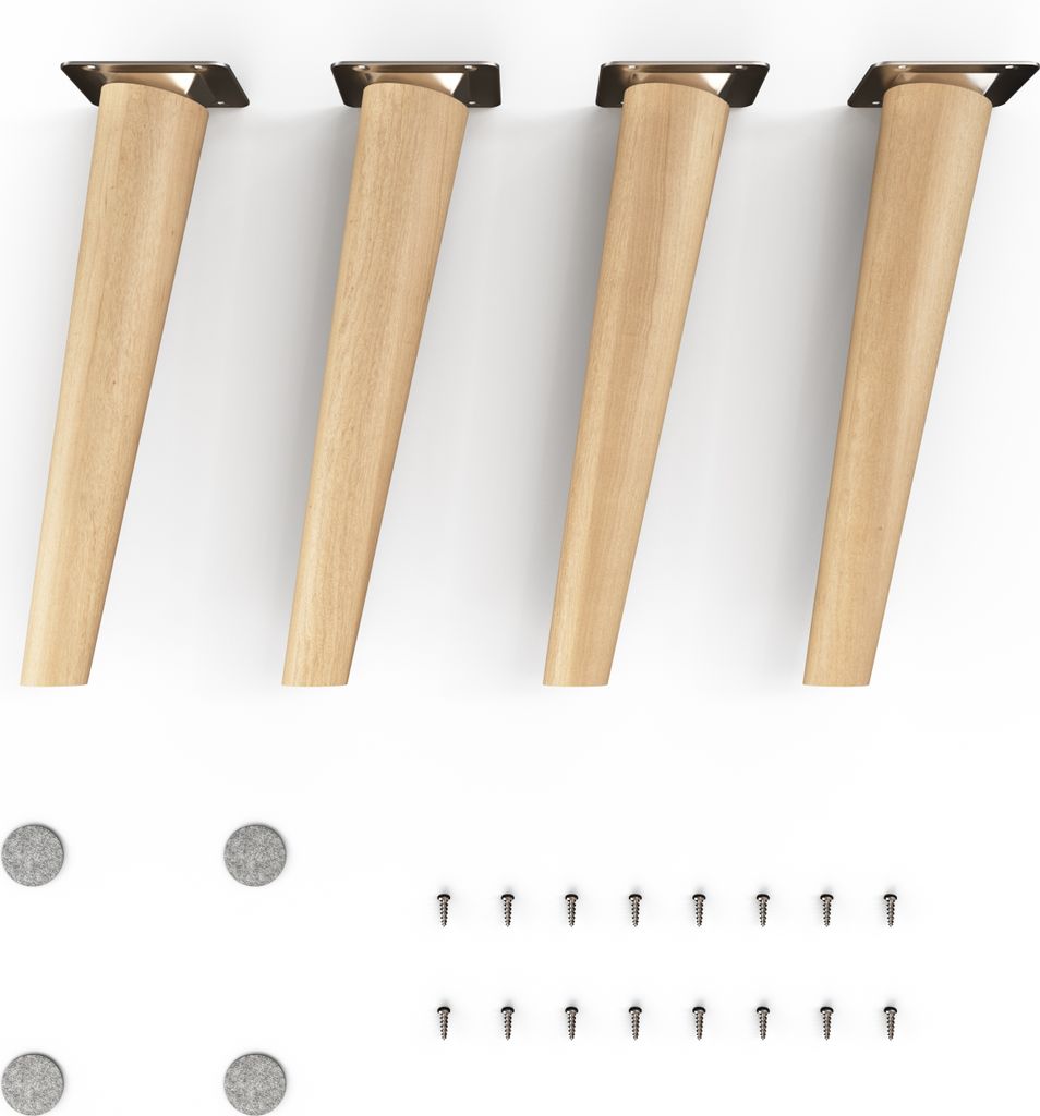 4x sossai Holzfüße rund - schräge Ausführung 25cm Buche Produktbild 