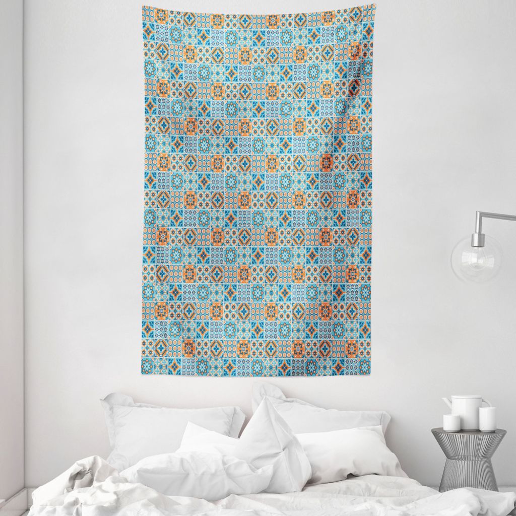 ABAKUHAUS marokkanisch Wandteppich und Tagesdecke, Ornament aus Weiches Mikrofaser Stoff Waschbar ohne Verblassen Digitaldruck, 140 x 230 cm, Dunkl...