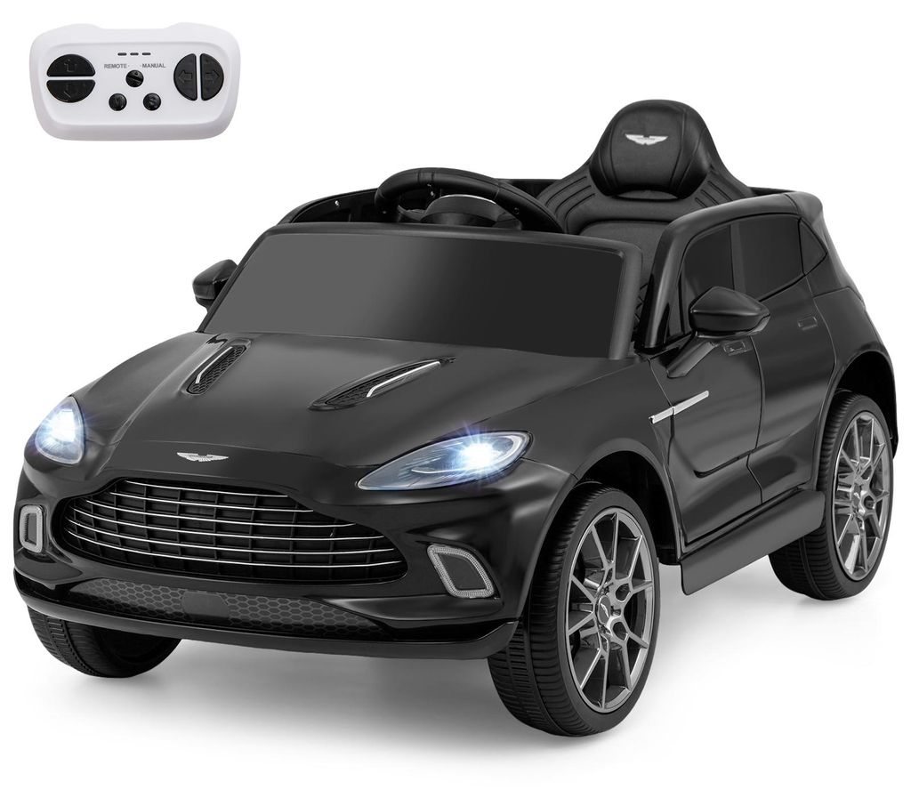 COSTWAY 12V Aston Martin DBX Kinderauto mit 2,4G-Fernbedienung, Elektroauto 1,4-2,5 km/h mit Scheinwerfer, Musik und Hupen, für Kinder 3+(Schwarz)