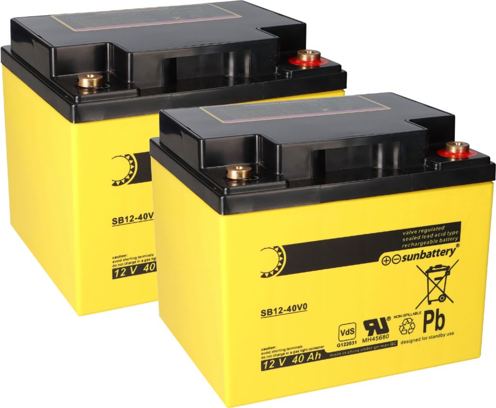 Ersatzakku passend für Brandmeldezentrale Siemens FC726-ZA 2 x AGM Batterie 12V 40Ah mit VdS
