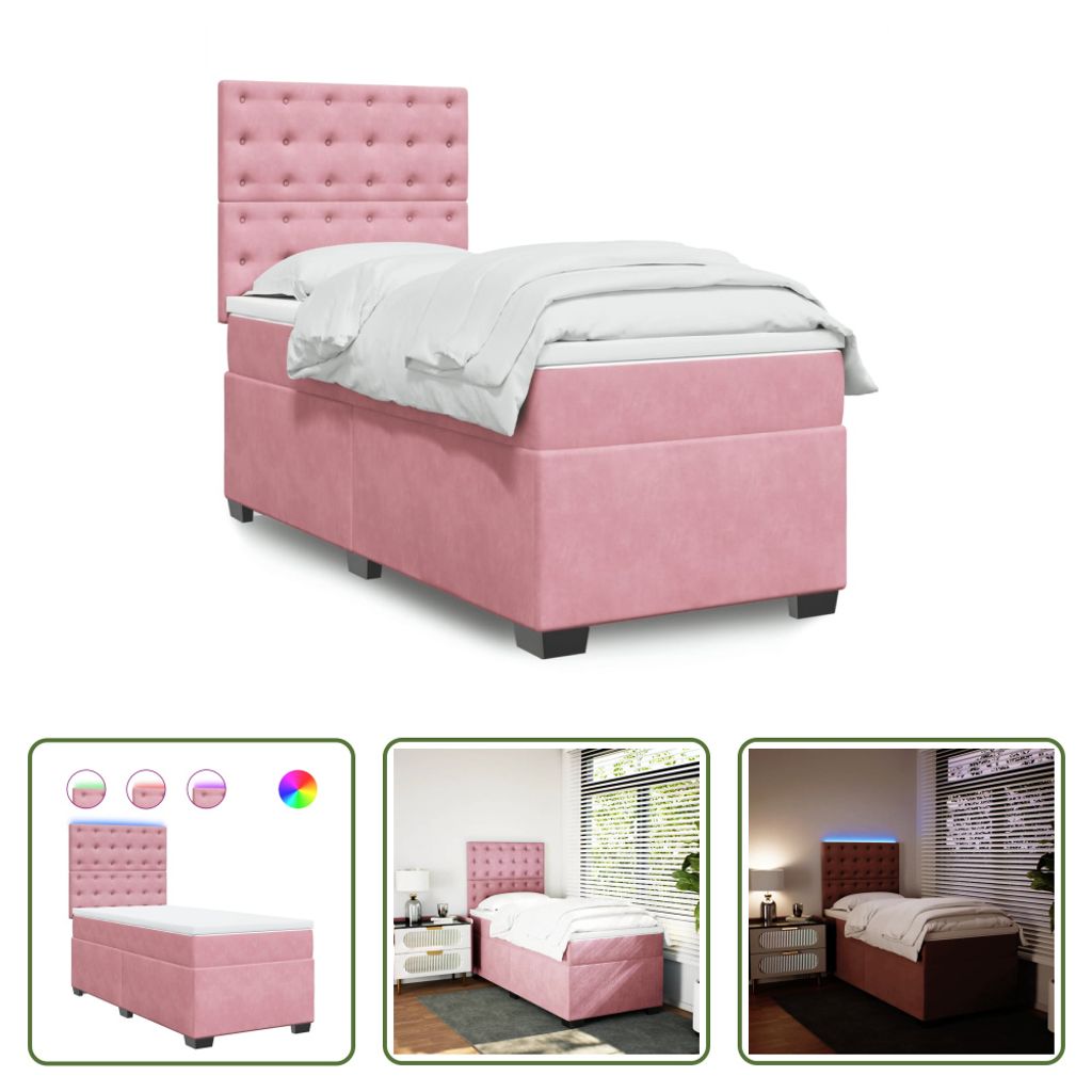The Living Store Boxspringbett mit Matratze Rosa 80x200 cm Samt