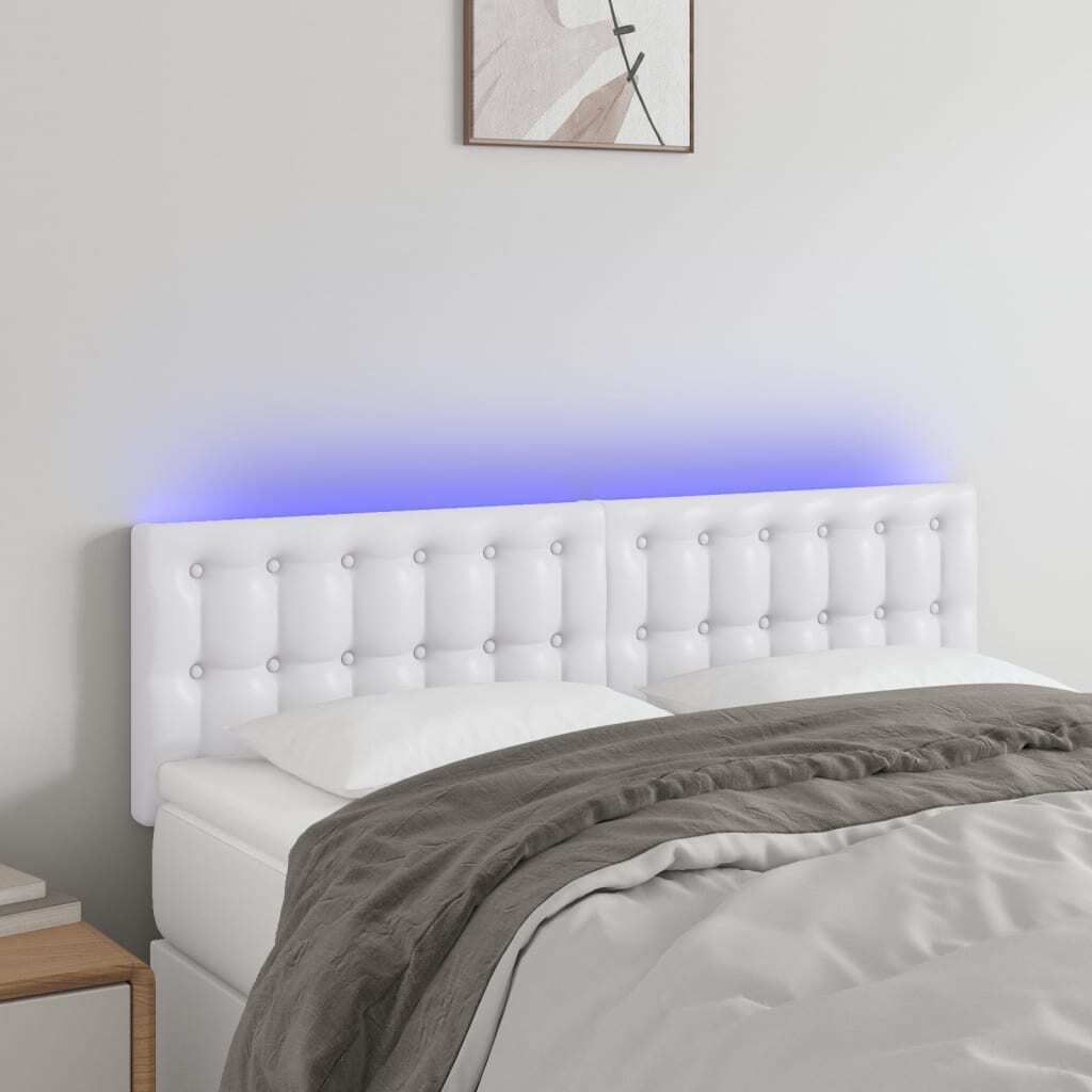 "2026 Promotion" LED Kopfteil - fürs Schlafzimmer - Weiß 144x5x78/88 cm Kunstleder - Bettkopfteil CC5815