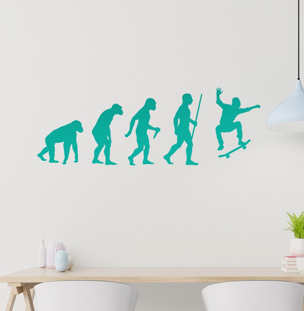 Skateboard Skaten Evolution Wandtattoo Wandaufkleber Wall Sticker - Dekoration, Küche, Wohnzimmer, Schlafzimmer, Badezimmer