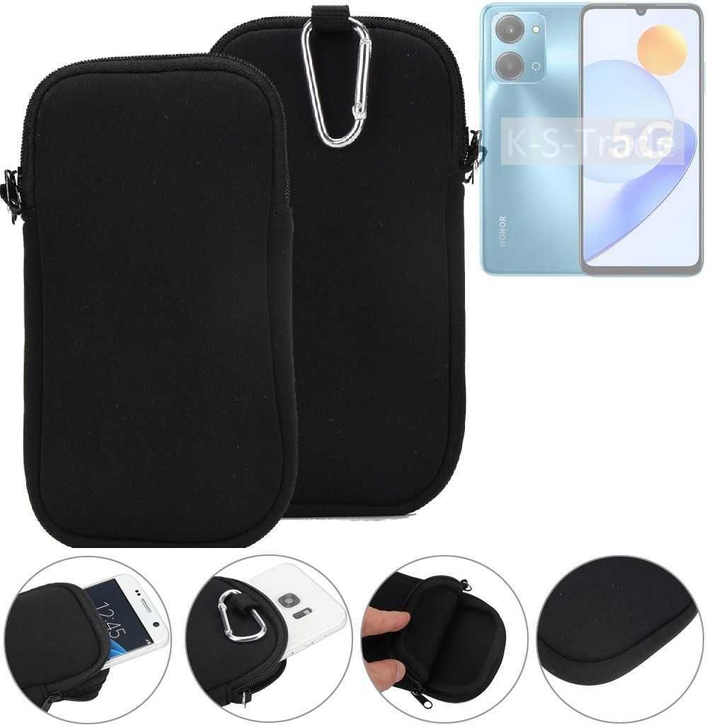 K-S-Trade Neopren-Hülle Handyhülle kompatibel mit Honor Play 7T Schutzhülle Neoprenhülle Sleeve Schutz-Hülle Gürtel Tasche Case Holster
