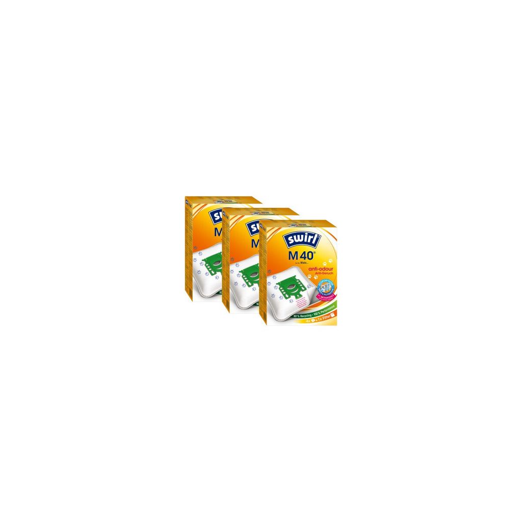 SWIRL Staubsaugerbeutel M 40 EcoPor Anti-Geruch Miele 12 Beutel 3 Airfilter
