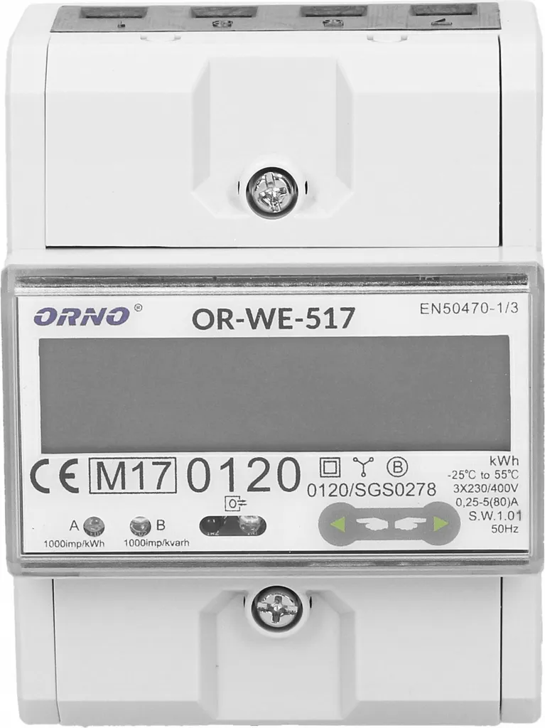Compteur Électrique Triphasé Orno 80A avec Port RS485 Modbus MID - 8