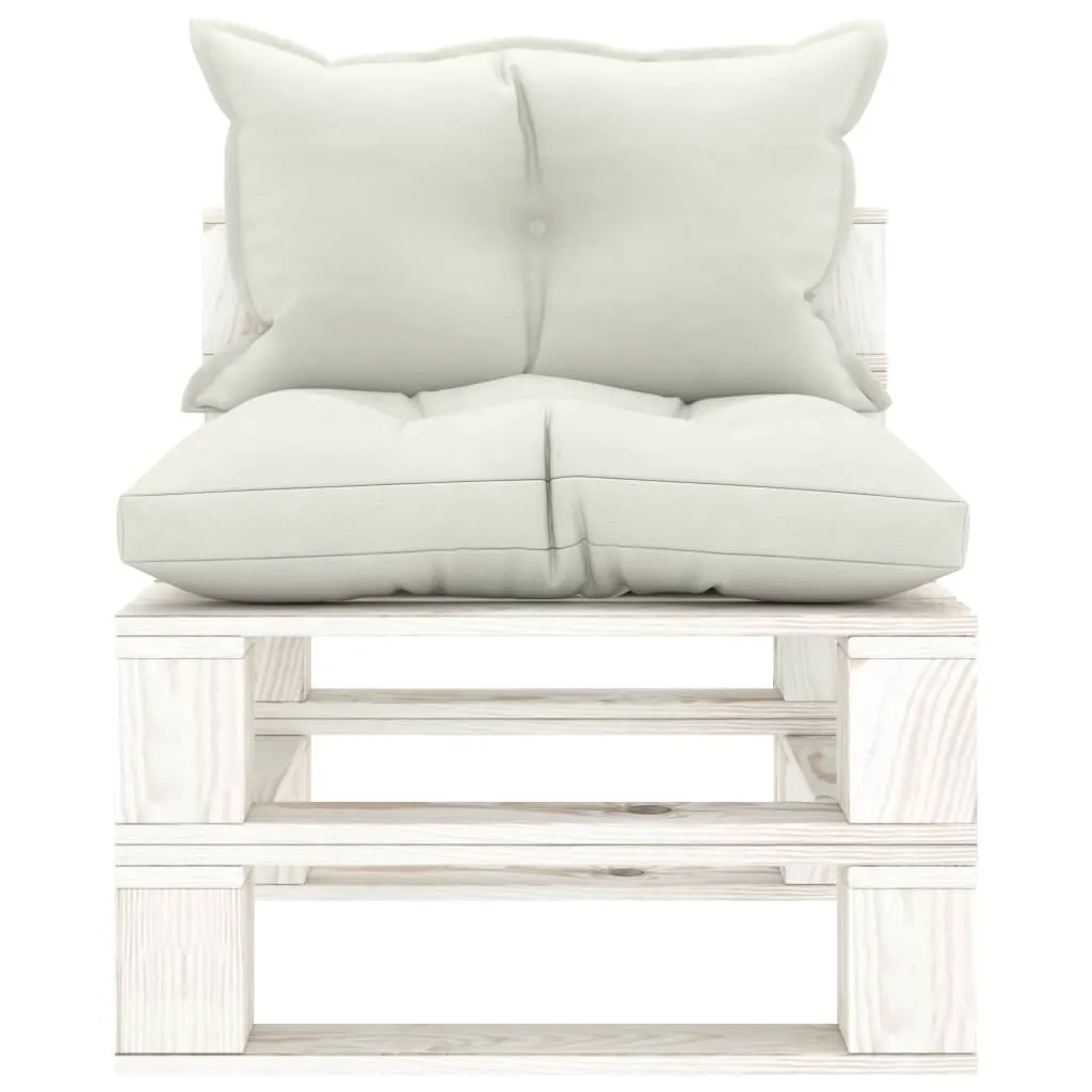 vidaXL Canapé Central de Jardin en Palette avec Coussins Beige Bois