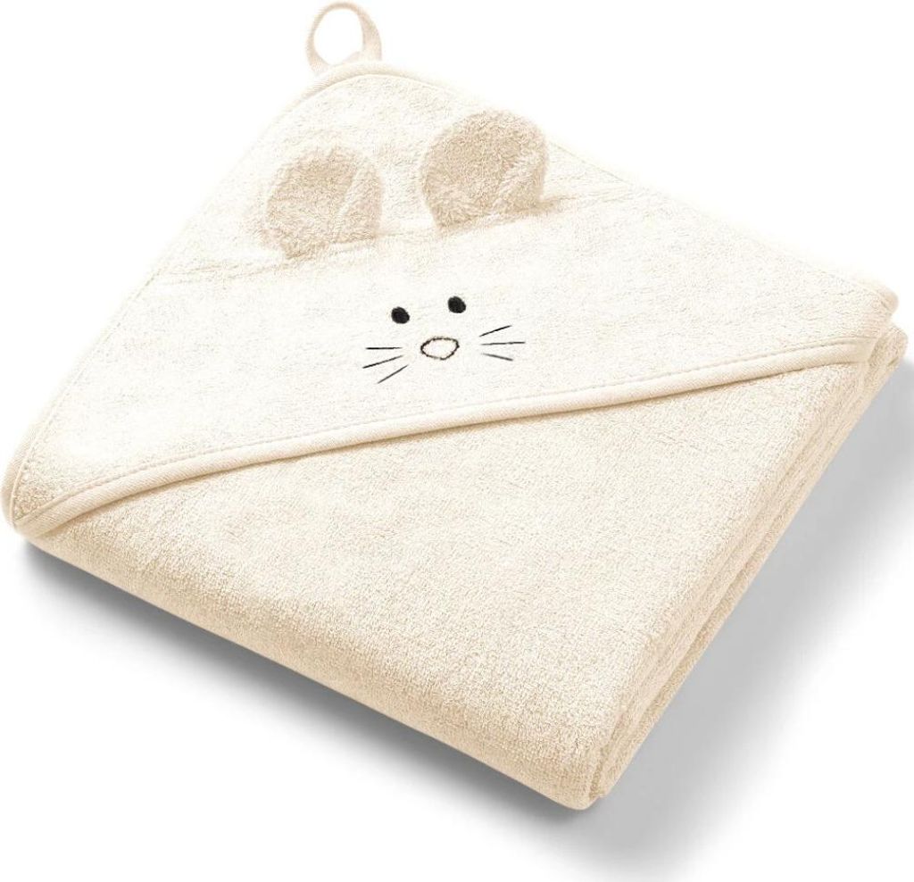 Bambus Handtuch mit Kapuze und Ohren 100x100 cm Creme / Babyono