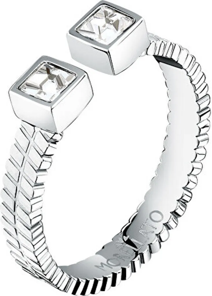Bague ouverte Gioia SAVY3901 en acier et cristaux - Taille 54 mm