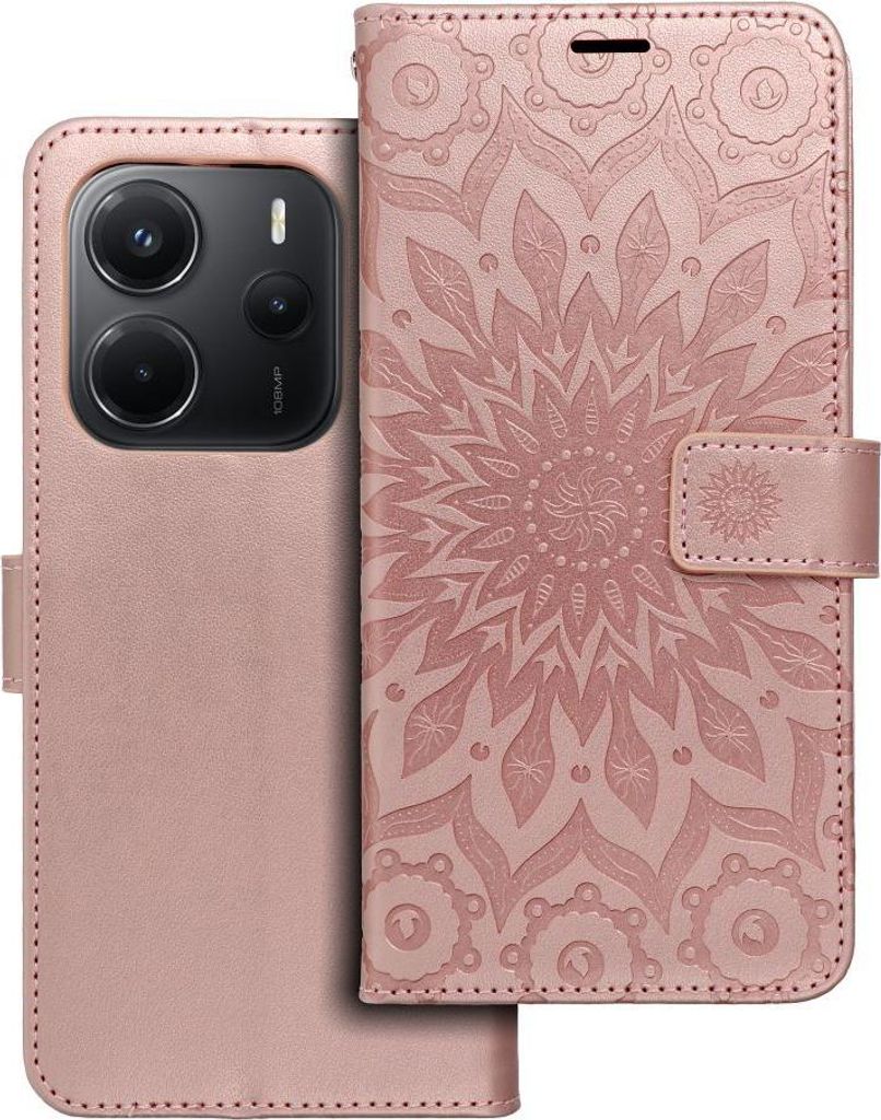 MEZZO Buchhülle passend für XIAOMI Redmi NOTE 14 5G 5G Mandala gold rosa
