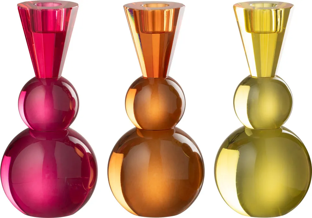 Bougeoir Décoratif en Verre pour Ambiance Chaleureuse Jaune Orange - 3p