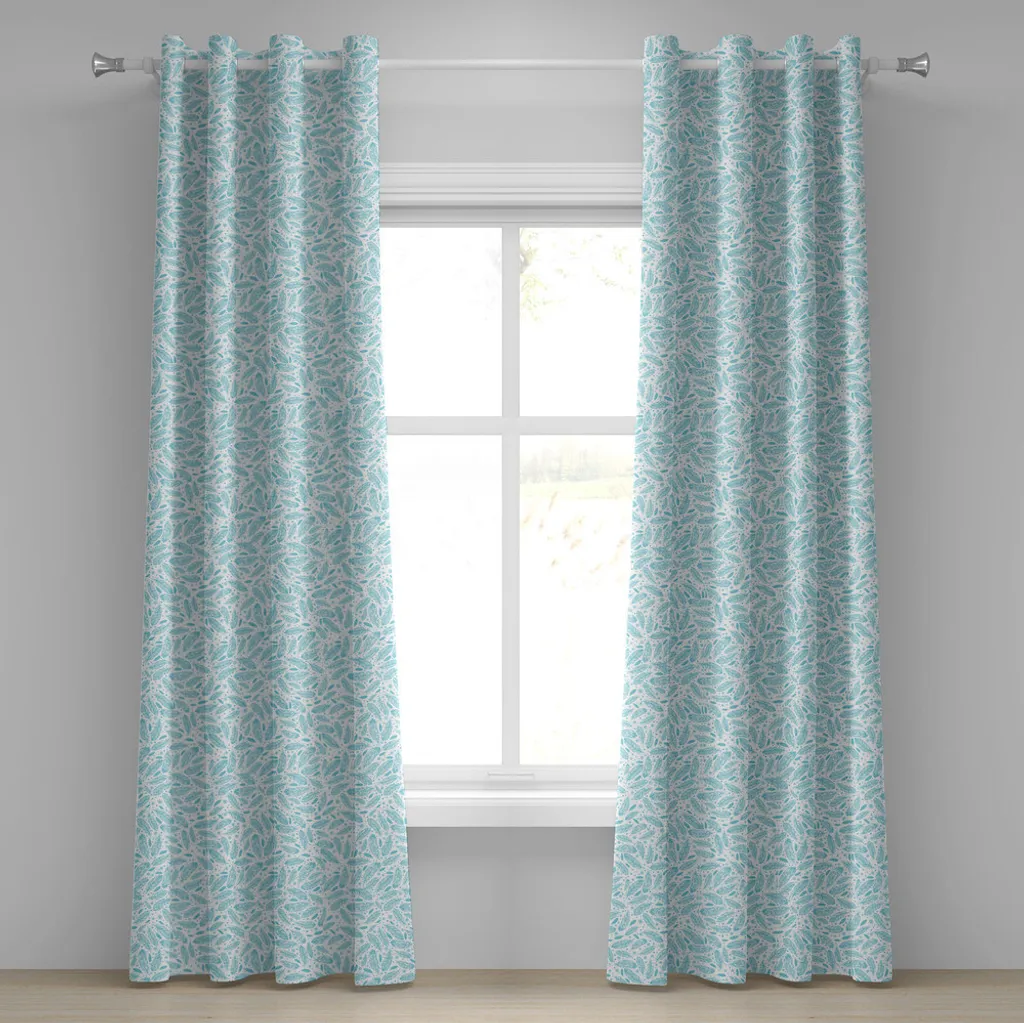 Rideaux décoratifs 2 panneaux Motif Soleil Aztèque 280x245cm Bleu Clair