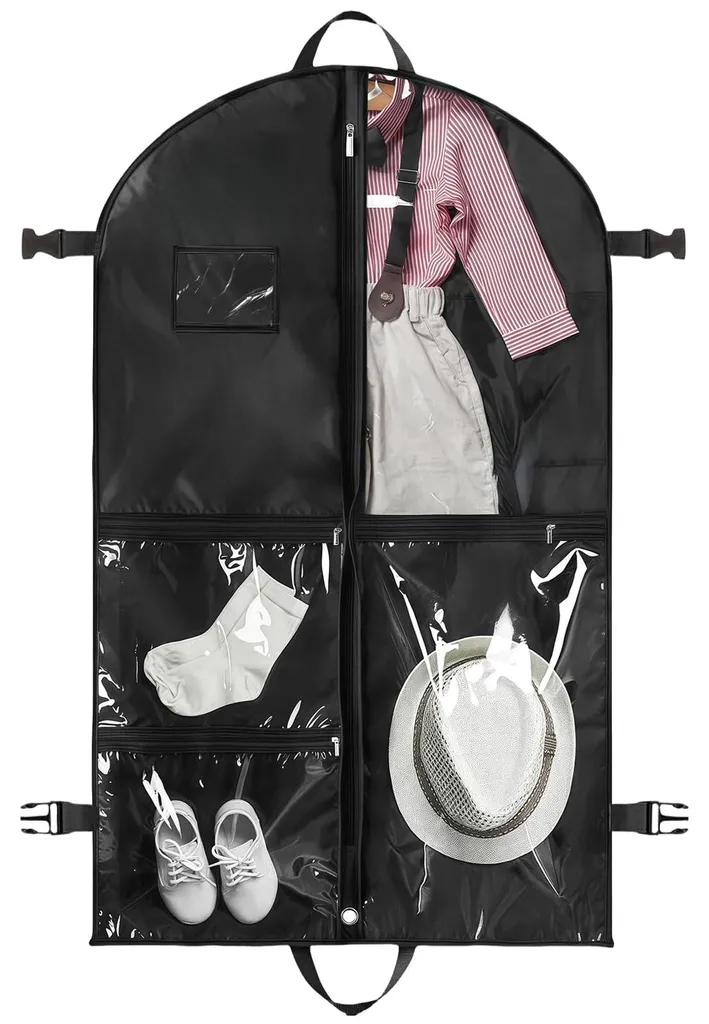 Sac à vêtements pliable noir 110x60 cm pour costume et rangement