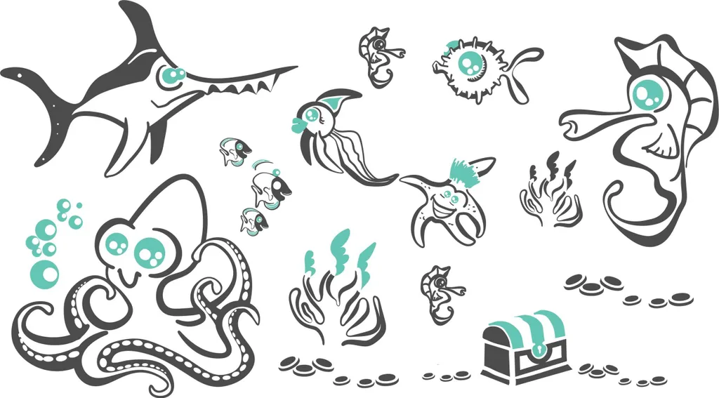 Tatuaggi murali per bambini set subacqueo