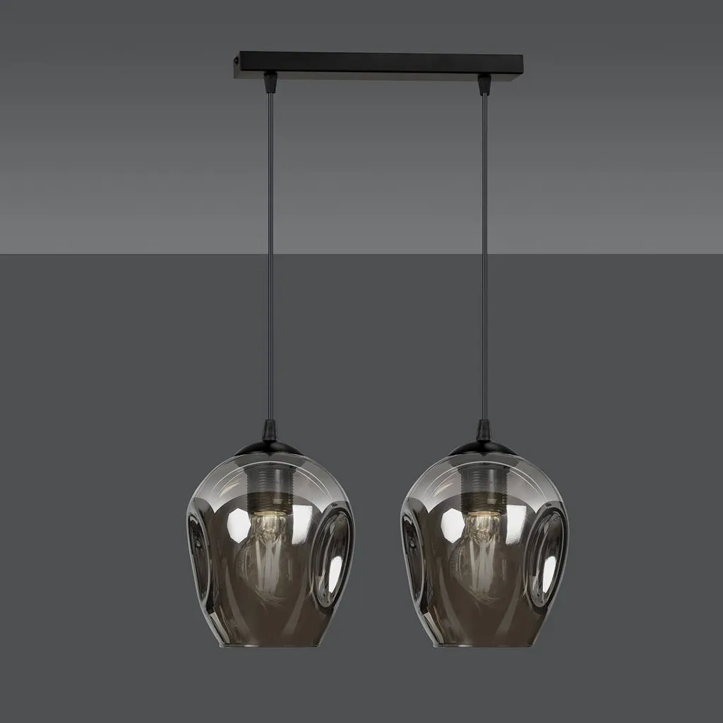 Suspension Double ISTAR 2 en Métal Graphite - Plafonnier 2 Bras E27 - 5